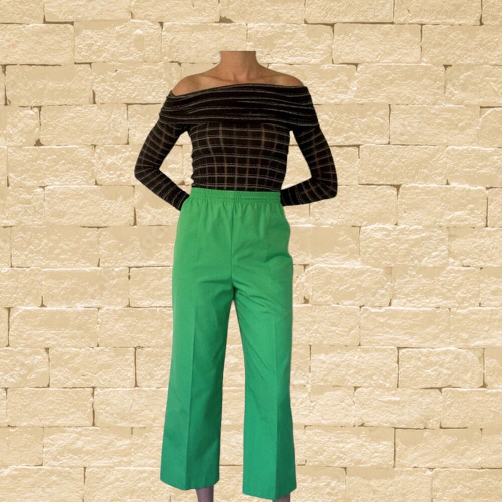 Green, High Waist, Trousers with Pockets
